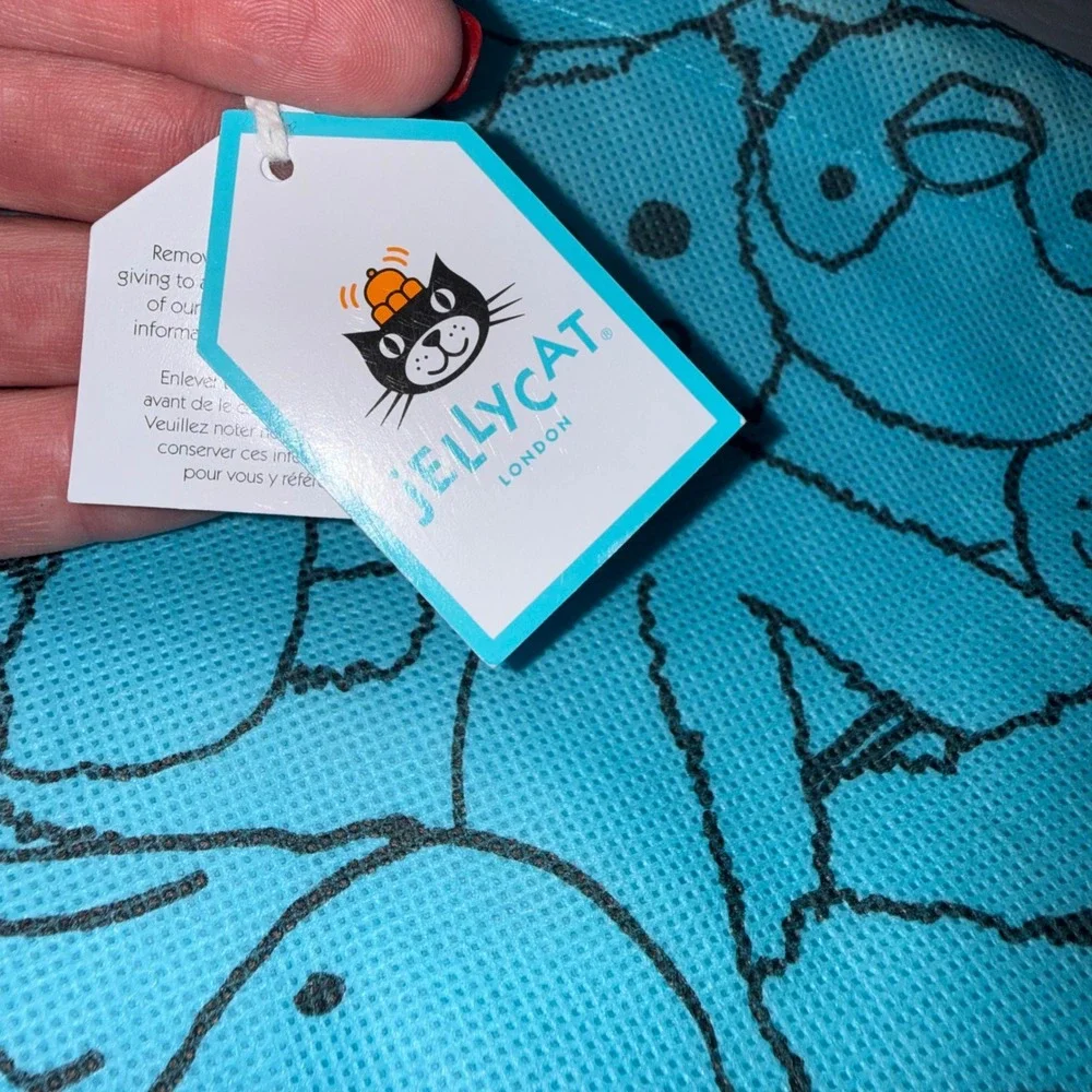 Jellycat London Blue Character Print Drawstring Gift Bag Reusable Large 23x18.5